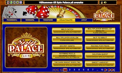 Spin Palace spelutbud