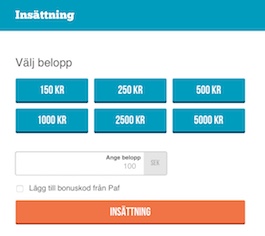 Nytt hos Paf - spela i svenska kronor